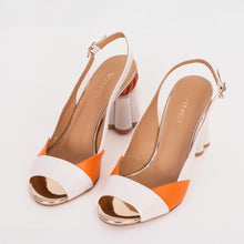 Load image into Gallery viewer, The Rize White Leather Pumpkin Heel Women Sandal