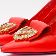 Load image into Gallery viewer, The Love Red Leather Block Heel Pump Women Shoe