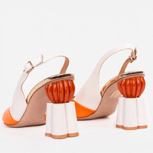Load image into Gallery viewer, The Rize White Leather Pumpkin Heel Women Sandal