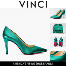 Load image into Gallery viewer, The Maple Green Leather Pump Fuchsia Sole Women Shoe