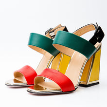 Load image into Gallery viewer, The Niger Block Heel Multicolor Leather Women Sandal