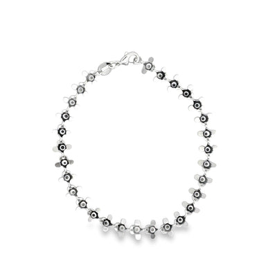 Black Evil Eye Round Fringe Chain Bracelet (I217)