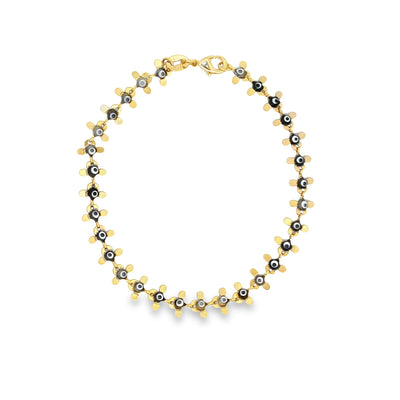 Black Evil Eye Round Fringe Chain Bracelet (I217)