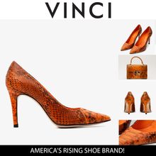 Load image into Gallery viewer, The Queenn Orange Pythn Leather Pump Women Shoe