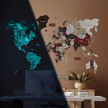 Load image into Gallery viewer, 3D Luminous Colored Wooden World Map Urban