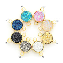 Load image into Gallery viewer, Gold/Silver Mystic Drusy Round Connector, sku#V24C