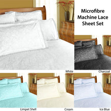 Load image into Gallery viewer, Shangri La Microfibre Machine Lace Sheet Set Charcoal Double