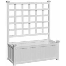 Load image into Gallery viewer, Outdoor White Vinyl Garden Planter Box with Trellis
