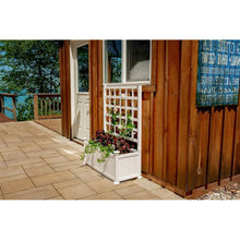 Load image into Gallery viewer, Outdoor White Vinyl Garden Planter Box with Trellis