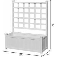 Load image into Gallery viewer, Outdoor White Vinyl Garden Planter Box with Trellis
