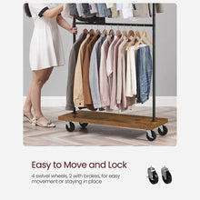 Load image into Gallery viewer, Industrial Style Clothing Garment Rack Double Clothes Hanging Bar on Wheels