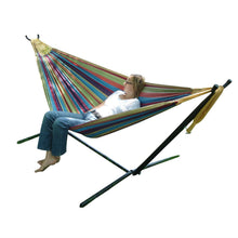 Load image into Gallery viewer, Tropical Fabric Double Hammock with 9-Foot Steel Stand