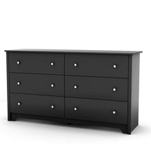 Load image into Gallery viewer, Black 6 Drawer Bedroom Dresser with Nickle Metal Knobs Handles