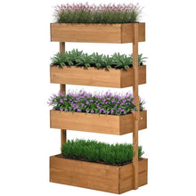 Load image into Gallery viewer, 4 Tier Vertical Wooden Planter Box Raised Bed Natural