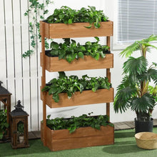 Load image into Gallery viewer, 4 Tier Vertical Wooden Planter Box Raised Bed Natural