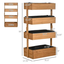 Load image into Gallery viewer, 4 Tier Vertical Wooden Planter Box Raised Bed Natural