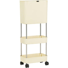 Load image into Gallery viewer, 5 Gallon Mobile Elevated Kitchen Trash Can with Lid in Cream with Wheels