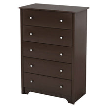 Load image into Gallery viewer, Dark Brown Chocolate Wood Finish 5-Drawer Bedroom Chest of Drawers