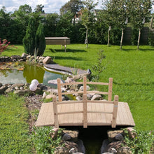 Load image into Gallery viewer, Outdoor Solid Wood 5-Ft Garden Bridge in Natural Wood Finish