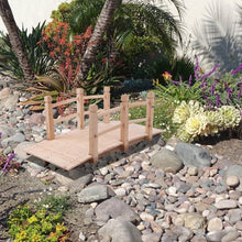 Load image into Gallery viewer, Outdoor Solid Wood 5-Ft Garden Bridge in Natural Wood Finish