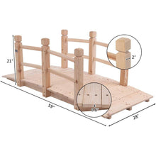 Load image into Gallery viewer, Outdoor Solid Wood 5-Ft Garden Bridge in Natural Wood Finish