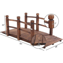 Load image into Gallery viewer, Outdoor 5-foot Solid Fir Wood Garden Bridge in Rustic Brown Finish