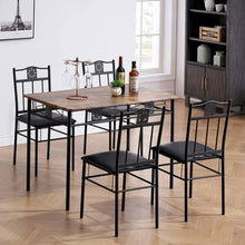 Load image into Gallery viewer, Farmhouse 5-Piece Dining Set with Wood-Top Table and 4 Cushioned Chairs