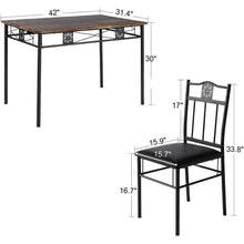 Load image into Gallery viewer, Farmhouse 5-Piece Dining Set with Wood-Top Table and 4 Cushioned Chairs