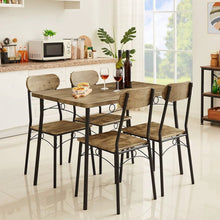 Load image into Gallery viewer, Modern Industrial 5-Piece Dining Set with Wood Top Table and 4 Chairs
