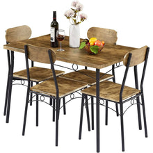 Load image into Gallery viewer, Modern Industrial 5-Piece Dining Set with Wood Top Table and 4 Chairs