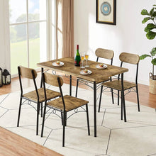Load image into Gallery viewer, Modern Industrial 5-Piece Dining Set with Wood Top Table and 4 Chairs