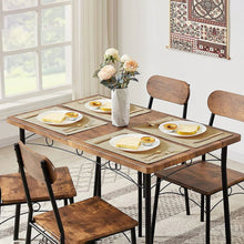 Load image into Gallery viewer, Modern Industrial 5-Piece Dining Set with Wood Top Table and 4 Chairs