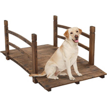 Load image into Gallery viewer, Outdoor 4-ft Wooden Garden Bridge in Rustic Brown Wood Finish
