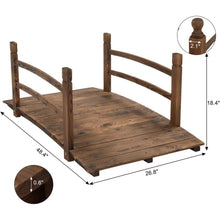 Load image into Gallery viewer, Outdoor 4-ft Wooden Garden Bridge in Rustic Brown Wood Finish