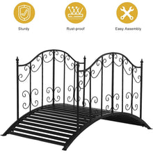 Load image into Gallery viewer, Sturdy Outdoor Rust-Proof 4-Foot Black Metal Arch Garden Bridge