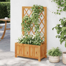 Load image into Gallery viewer, Solid Wood Outdoor Raised Garden Bed Planter with Lattice Trellis