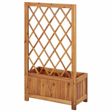 Load image into Gallery viewer, Solid Wood Outdoor Raised Garden Bed Planter with Lattice Trellis