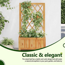 Load image into Gallery viewer, Solid Wood Outdoor Raised Garden Bed Planter with Lattice Trellis