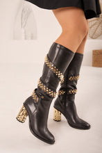 Load image into Gallery viewer, The Gladiator Black Leather Knee High Women Boot