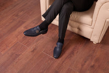 Load image into Gallery viewer, The Monarch Navy Blue Leather Men Dress Shoe