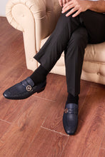 Load image into Gallery viewer, The Monarch Navy Blue Leather Men Dress Shoe