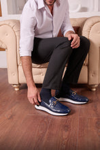 Load image into Gallery viewer, The Padova Navy Blue Leather Men Sneaker