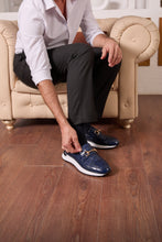 Load image into Gallery viewer, The Padova Navy Blue Leather Men Sneaker