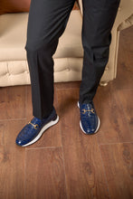 Load image into Gallery viewer, The Padova Navy Blue Leather Men Sneaker