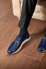 Load image into Gallery viewer, The Padova Navy Blue Leather Men Sneaker