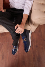 Load image into Gallery viewer, The Padova Navy Blue Leather Men Sneaker