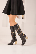 Load image into Gallery viewer, The Gladiator Black Leather Knee High Women Boot