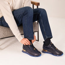 Load image into Gallery viewer, The Marseille Navy Blue Leather Men Sneaker