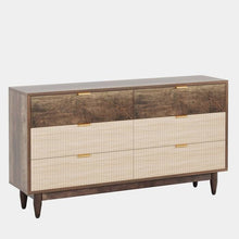 Load image into Gallery viewer, Retro Mid-Century Modern 6 Drawer Dresser Chest of Drawers in Vintage Brown