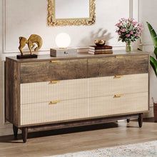 Load image into Gallery viewer, Retro Mid-Century Modern 6 Drawer Dresser Chest of Drawers in Vintage Brown